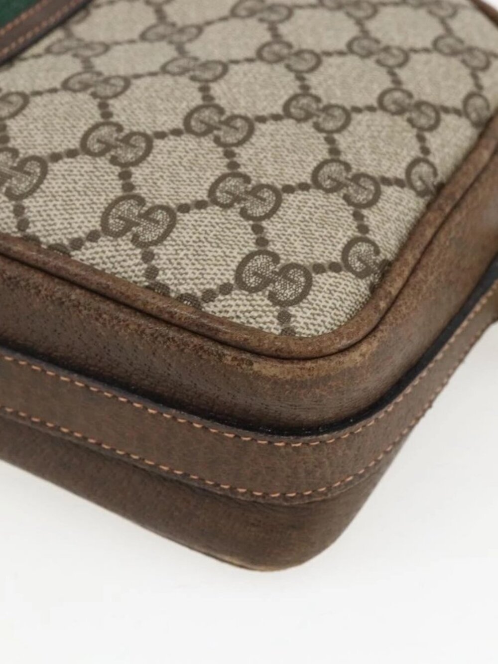 GUCCI GG Supreme Web Sherry Line Shoulder Bag PVC Beige Auth 161685 - Picture 5 of 16